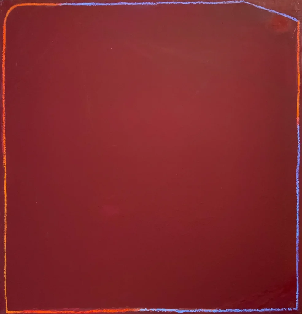 Roig vertical II, 112x117cm - Tècnica mixta sobre fusta, 2020